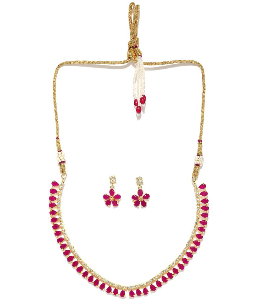     			Sunhari Jewels - Pink Alloy Necklace Set ( Pack of 1 )