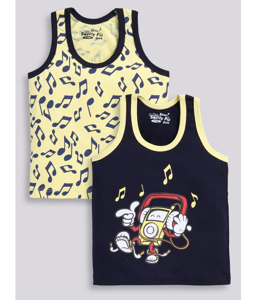    			Sweety pie Gold By Kothari Kidswear BOYS 100% Cotton Single jersey Yellow/Navy VEST
