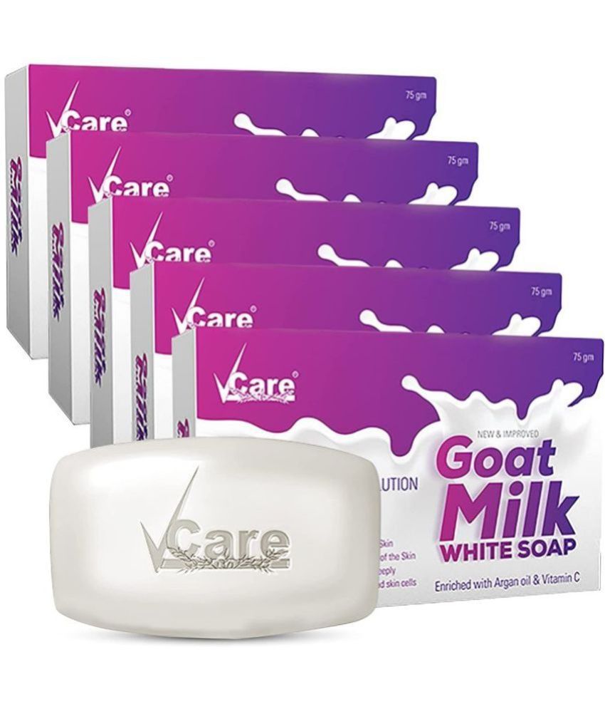     			VCare Goat Milk White Soap 75gm (Pack of 5) Enriched with Argan Oil & Vitamin C soap for Women & Men