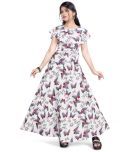 Aarya Designer Crepe Gown For Girls ( Pack of 1 , White )