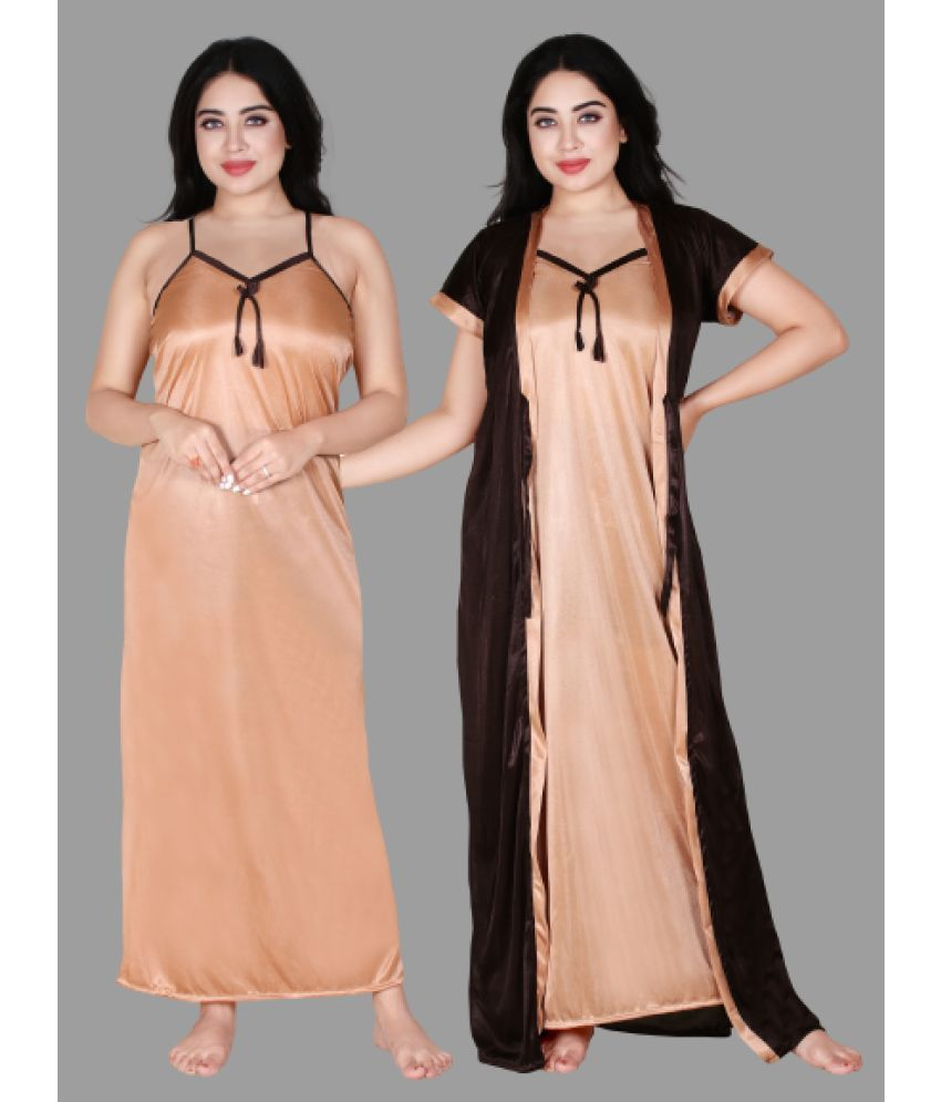     			BAILEY SELLS - Brown Satin Women's Nightwear Nighty & Night Gowns ( Pack of 2 )