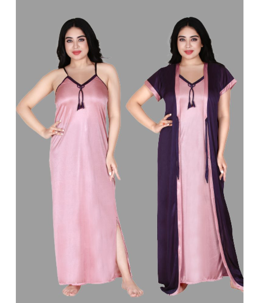     			BAILEY SELLS - Purple Satin Women's Nightwear Nighty & Night Gowns ( Pack of 2 )