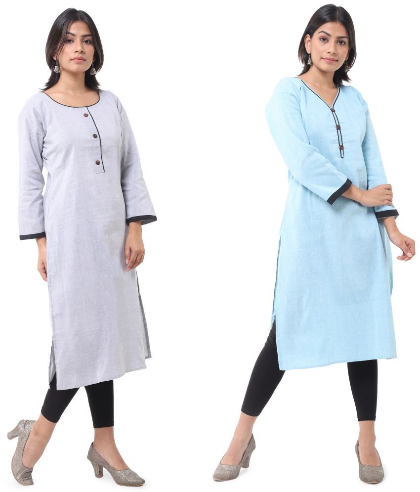     			DESHBANDHU DBK - Multicolor Cotton Women's Straight Kurti ( Pack of 2 )