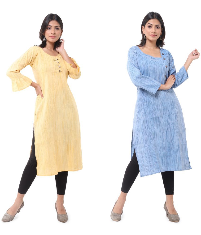     			DESHBANDHU DBK - Multicolor Cotton Women's Straight Kurti ( Pack of 2 )