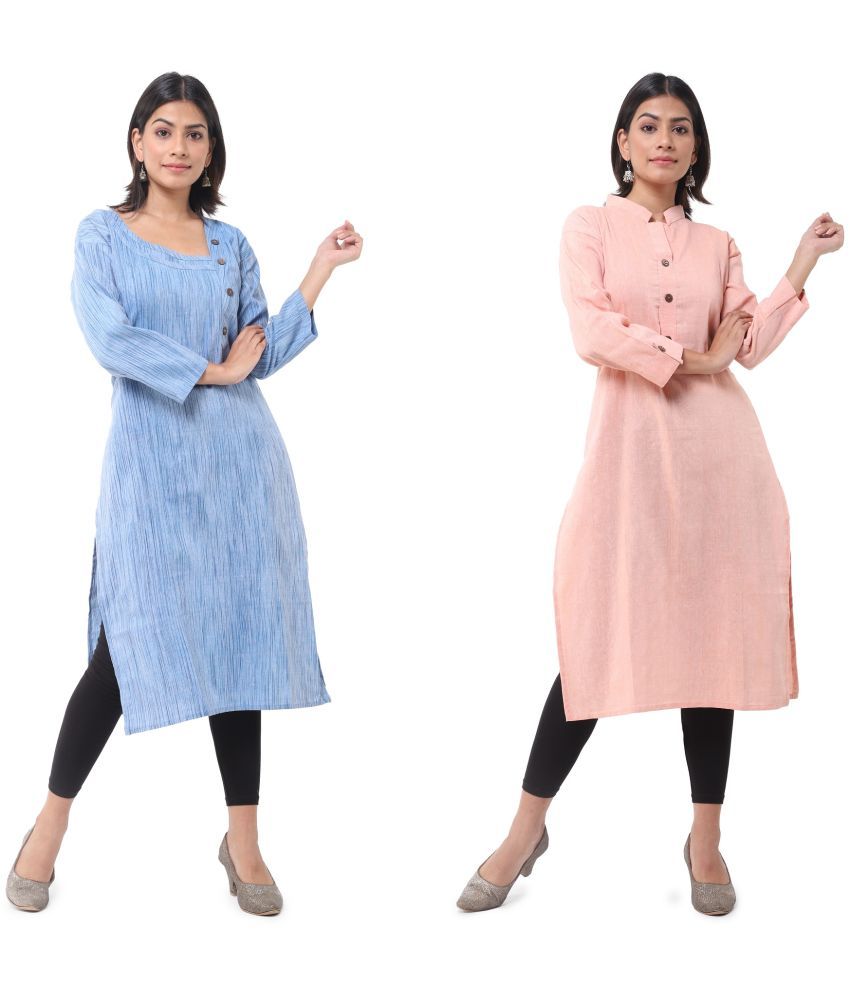     			DESHBANDHU DBK - Multicolor Cotton Women's Straight Kurti ( Pack of 2 )