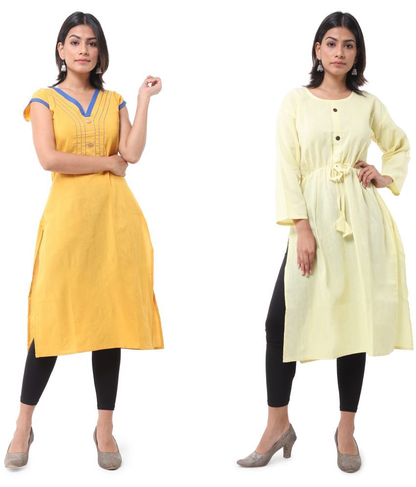     			DESHBANDHU DBK - Multicolor Cotton Women's Straight Kurti ( Pack of 2 )