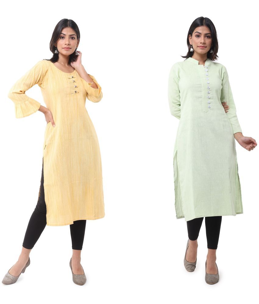     			DESHBANDHU DBK - Multicolor Cotton Women's Straight Kurti ( Pack of 2 )