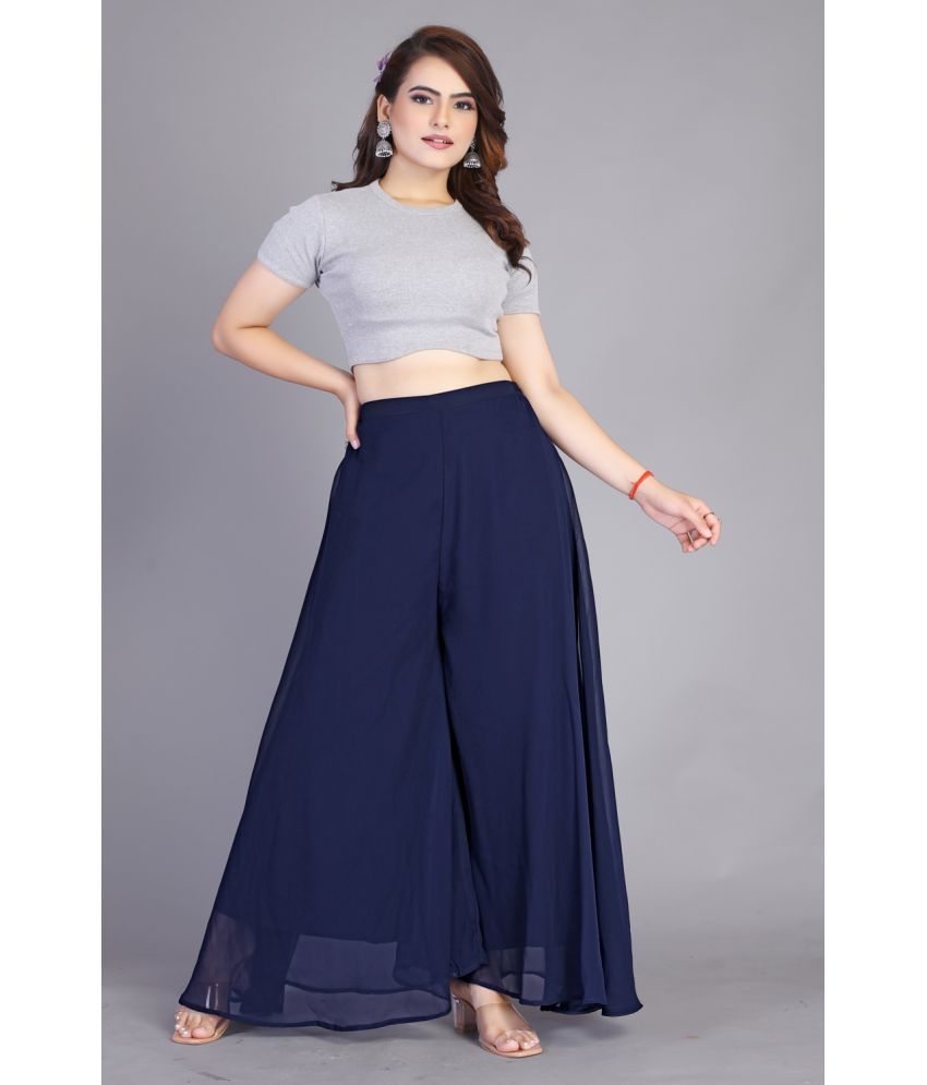     			K MORE CREATION - Navy Blue Georgette Women's Sharara ( Pack of 1 )
