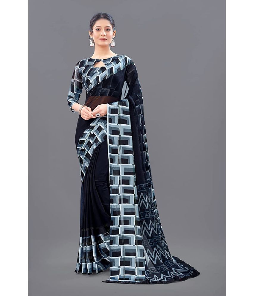     			Sanwariya Silks - Black Georgette Saree With Blouse Piece ( Pack of 1 )