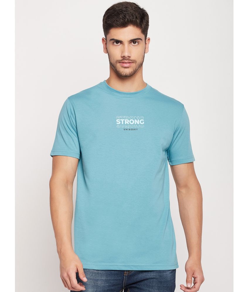     			UNIBERRY - Light Blue Cotton Blend Regular Fit Men's T-Shirt ( Pack of 1 )