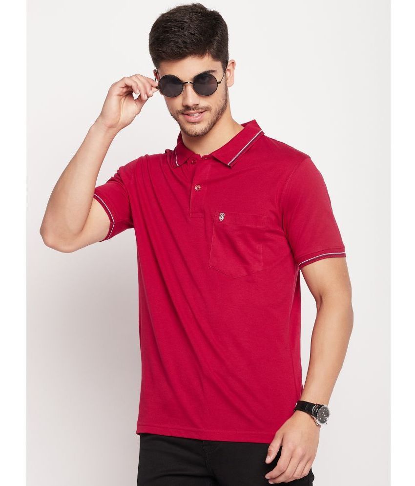     			UNIBERRY Pack of 1 Cotton Blend Regular Fit Solid Half Sleeves Men's Polo T Shirt ( Red )