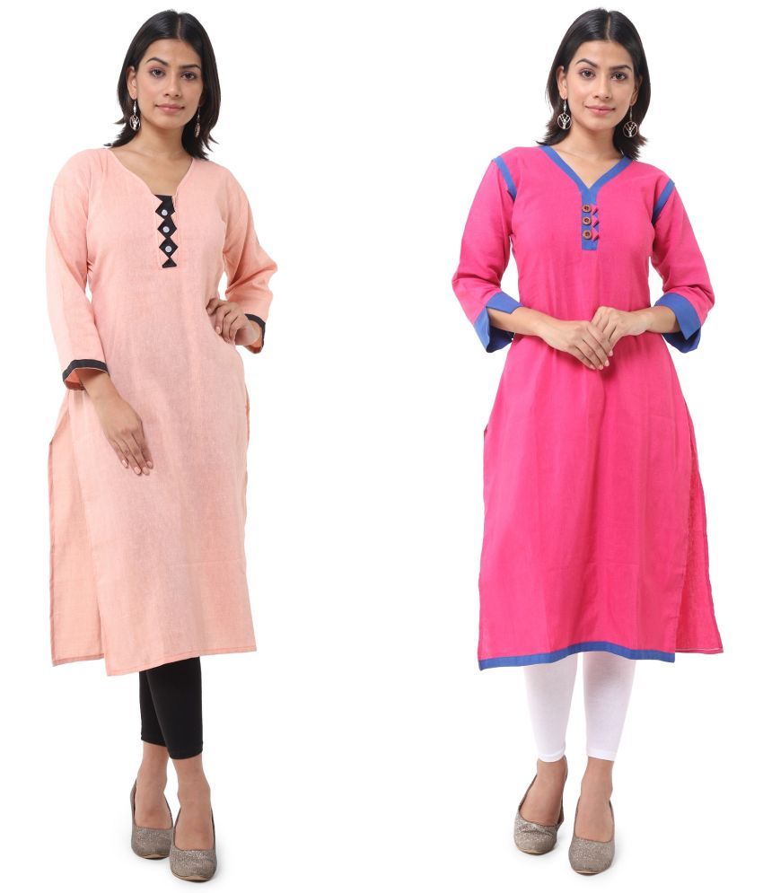     			DESHBANDHU DBK - Multicolor Cotton Women's Straight Kurti ( Pack of 2 )