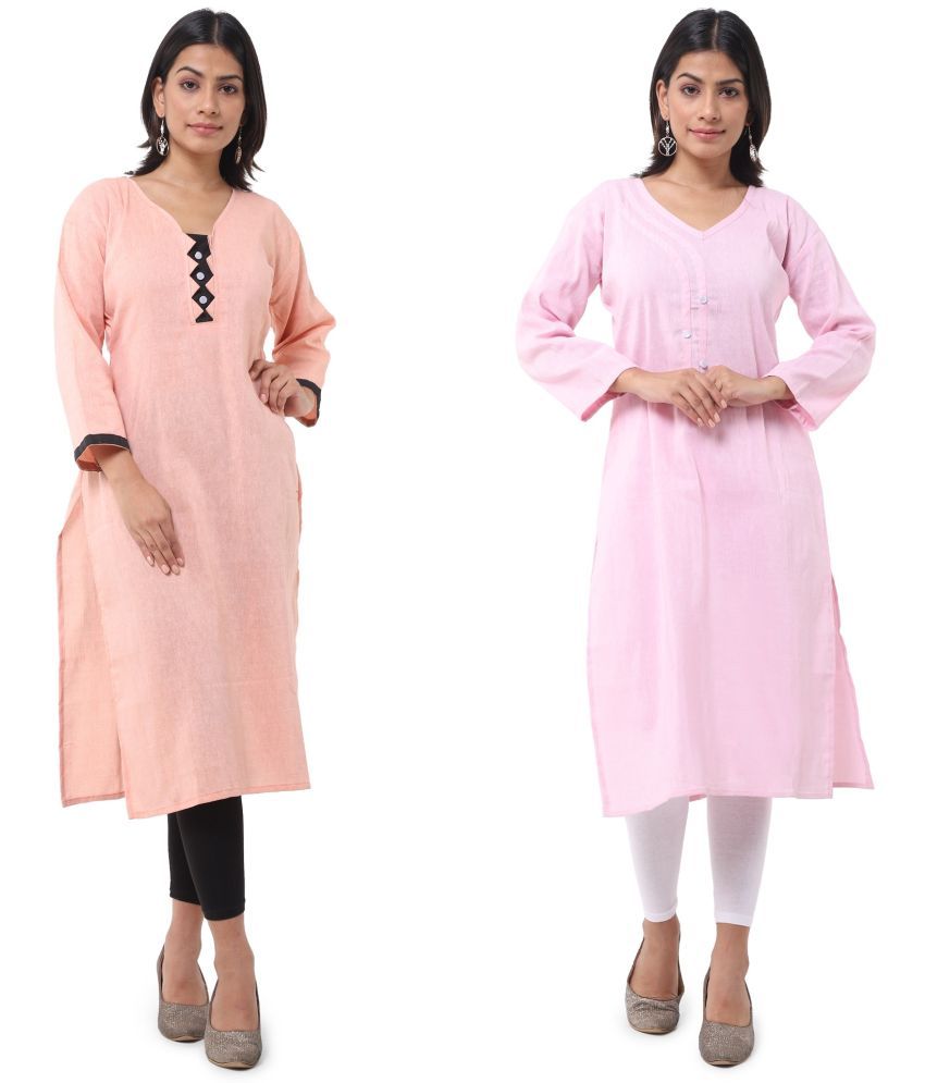     			DESHBANDHU DBK - Multicolor Cotton Women's Straight Kurti ( Pack of 2 )