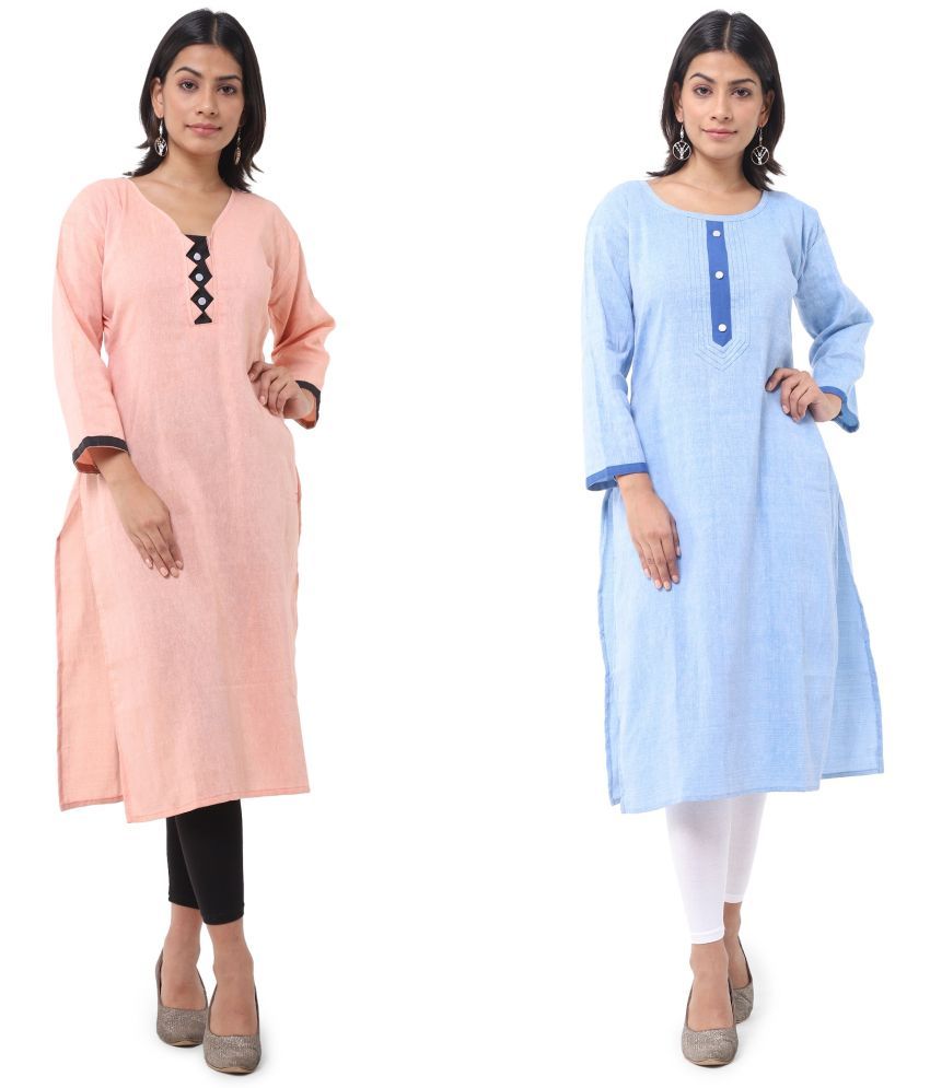     			DESHBANDHU DBK - Multicolor Cotton Women's Straight Kurti ( Pack of 2 )