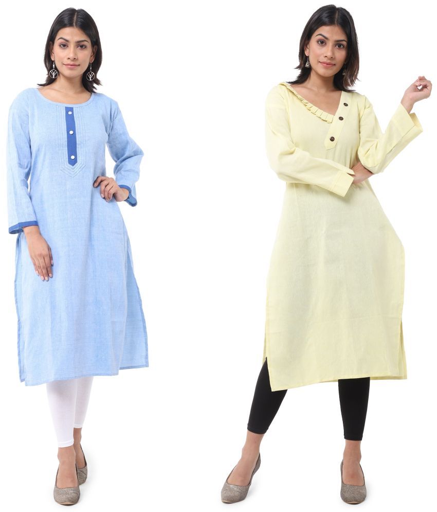     			DESHBANDHU DBK - Multicolor Cotton Women's Straight Kurti ( Pack of 2 )