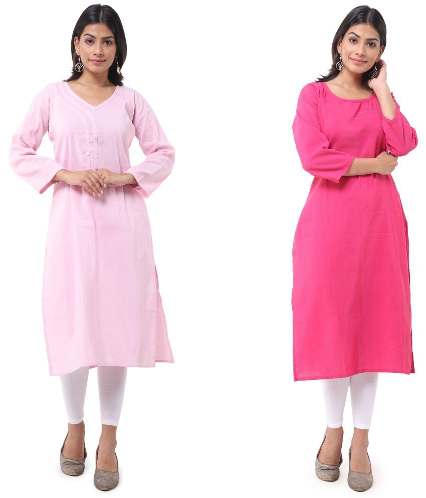     			DESHBANDHU DBK - Multicolor Cotton Women's Straight Kurti ( Pack of 2 )