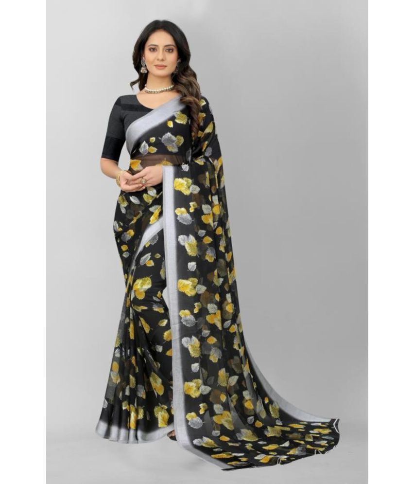     			Sanwariya Silks - Black Georgette Saree With Blouse Piece ( Pack of 1 )