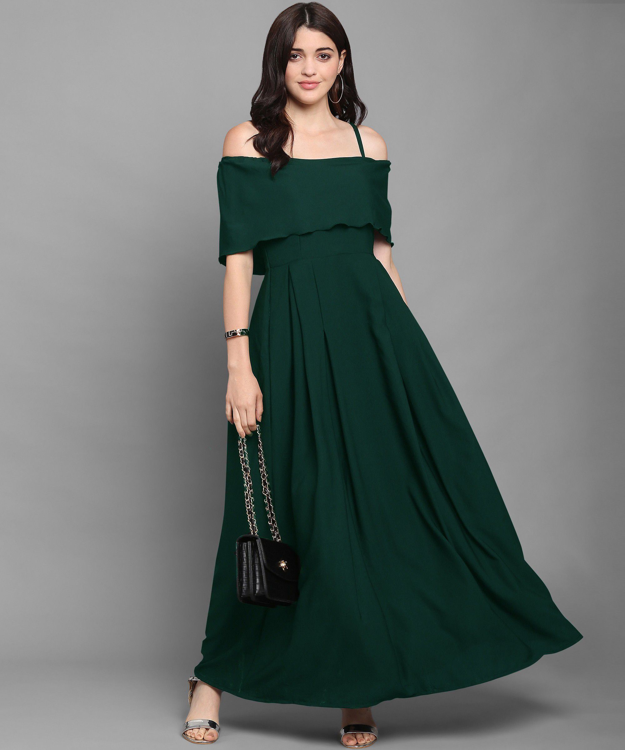     			Sheetal associates - Green Crepe Women's Fit & Flare Dress ( Pack of 1 )