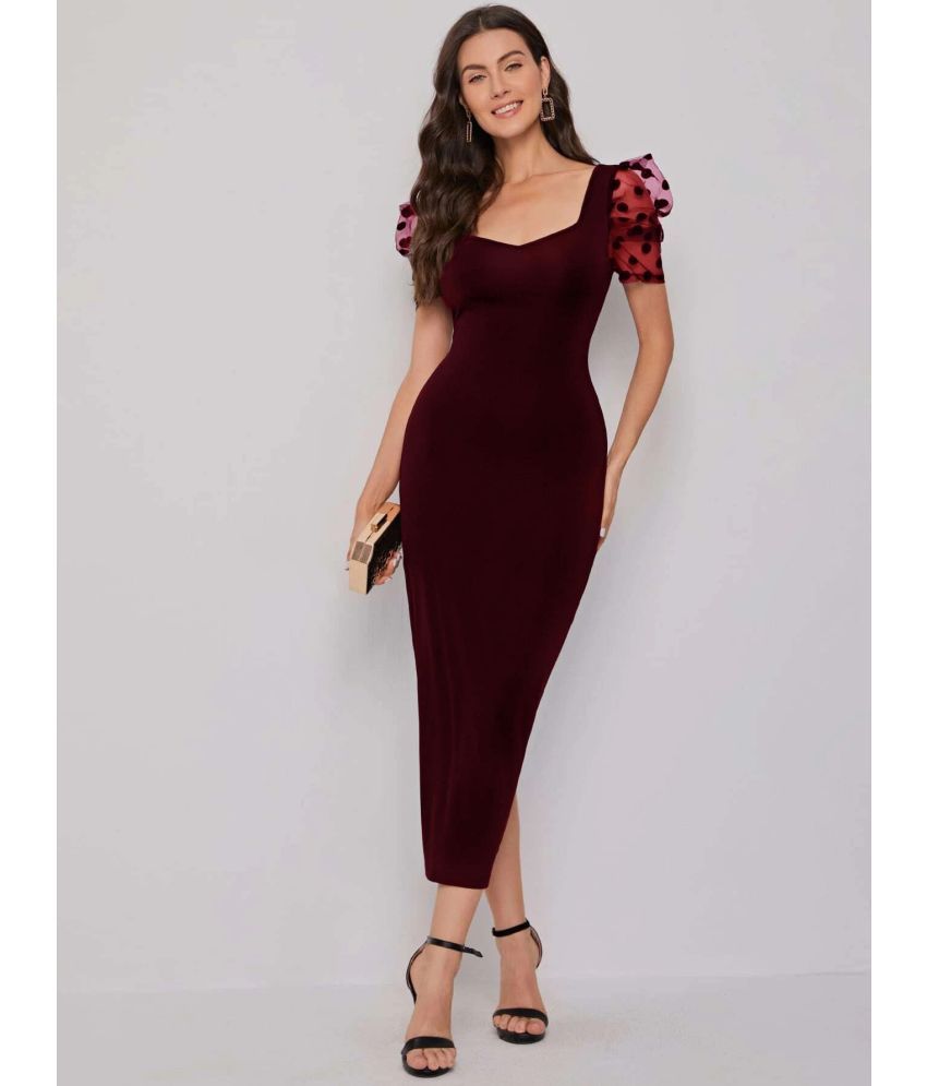     			Sheetal associates - Maroon Polyester Blend Women's Bodycon Dress ( Pack of 1 )