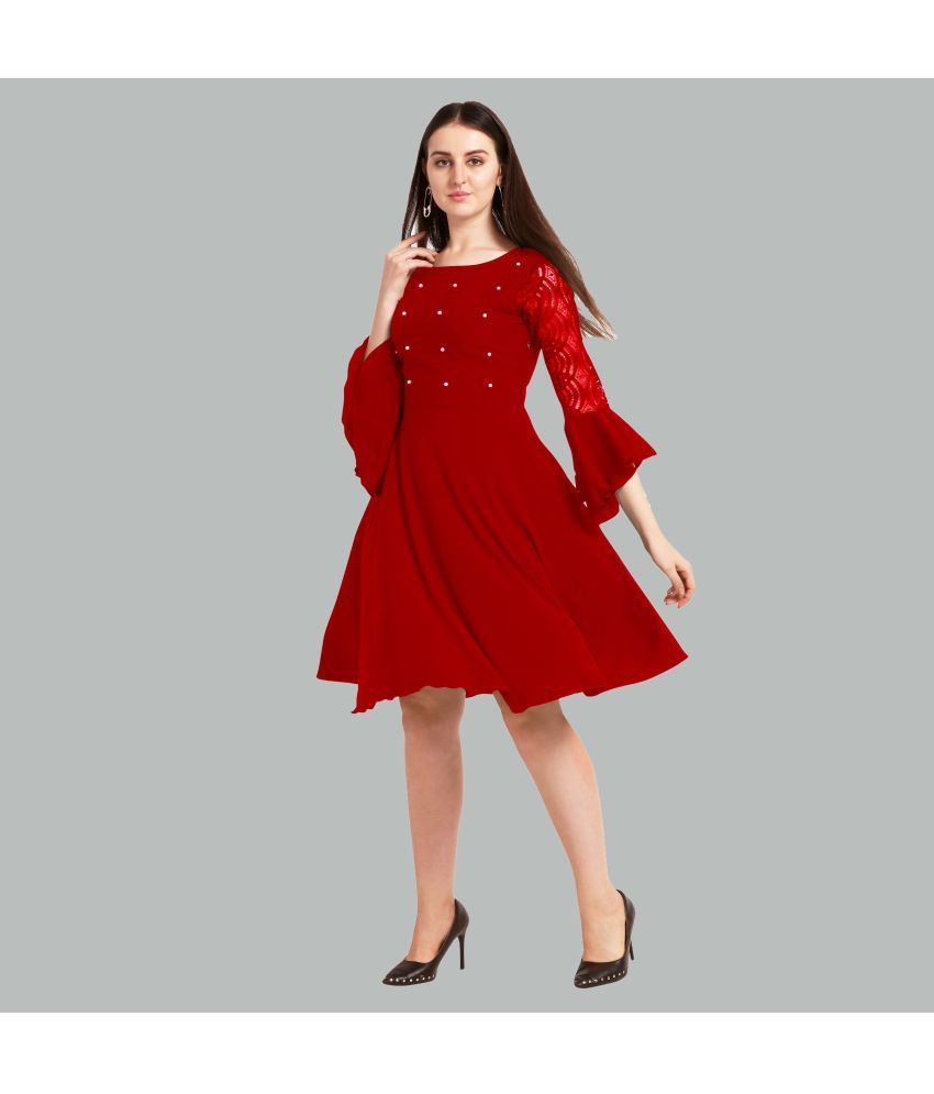     			Sheetal associates - Red Crepe Women's Fit & Flare Dress ( Pack of 1 )