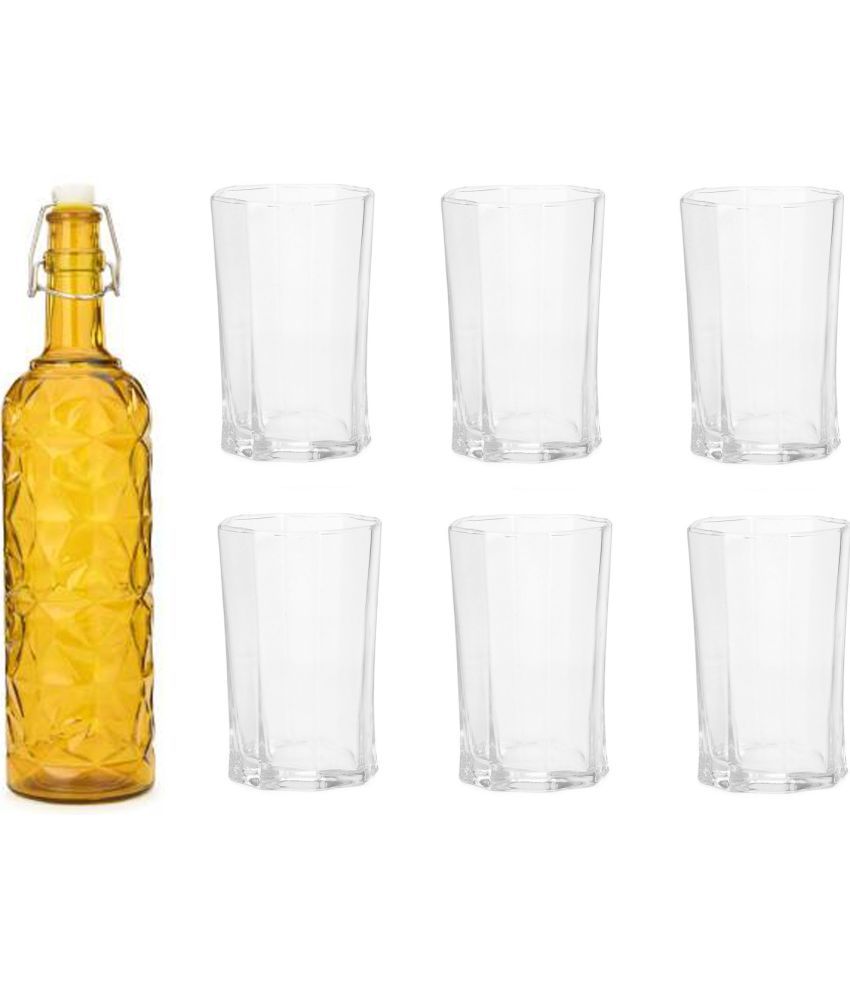     			Somil - Glass & Bottle Drinks Serving Lemon Set Yellow Water Bottle 1000 mL ( Set of 1 )