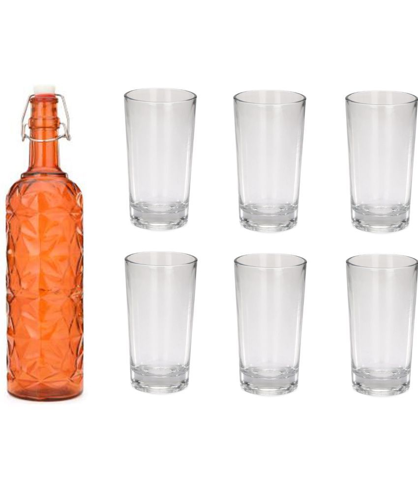     			Somil - Glass & Bottle Drinks Serving Lemon Set Orange Water Bottle 1000 mL ( Set of 1 )