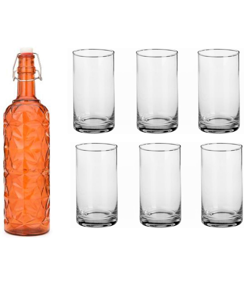     			Somil - Glass & Bottle Drinks Serving Lemon Set Orange Water Bottle 1000 mL ( Set of 1 )