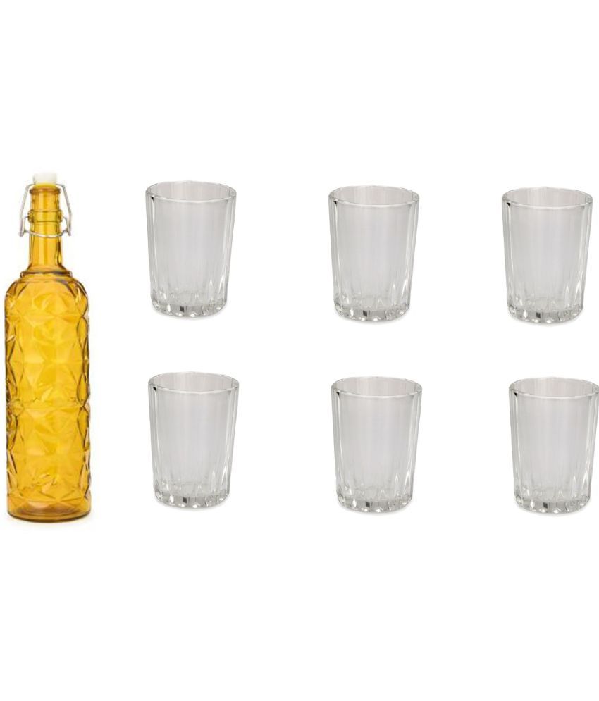     			Somil - Glass & Bottle Drinks Serving Lemon Set Yellow Water Bottle 1000 mL ( Set of 1 )