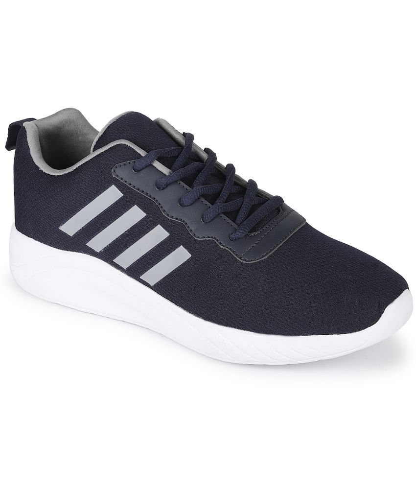     			UrbanMark Men Casual Striped Lace-Up Sneakers Shoe- Navy