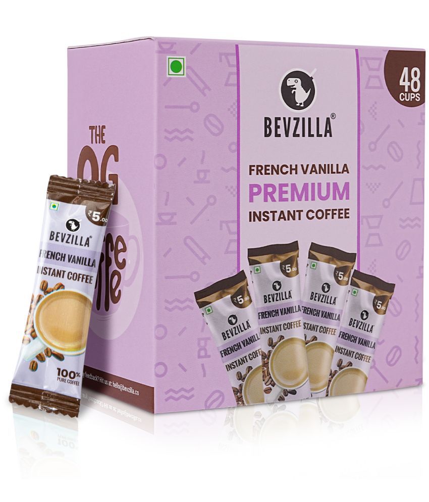     			Bevzilla 48 Instant Coffee Powder Sachets (French Vanilla) - 96 Grams| Hot & Cold Coffee| Makes 48 Cups| 100% Arabica Coffee