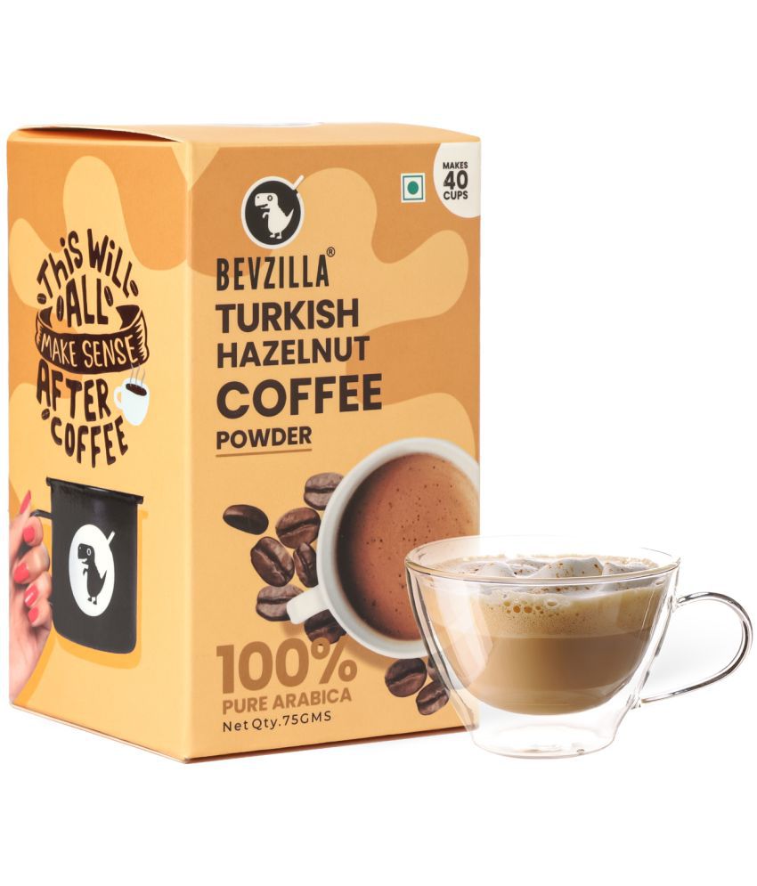    			Bevzilla Instant Coffee Powder Turkish Hazelnut Flavour - 75 Grams | 100% Premium Arabica Beans | Makes 40 Cups