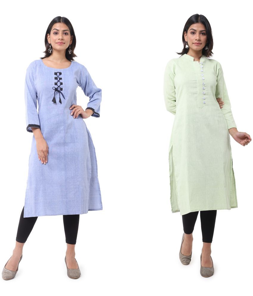     			DESHBANDHU DBK - Multicolor Cotton Women's Straight Kurti ( Pack of 2 )