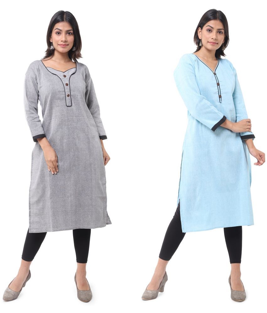     			DESHBANDHU DBK - Multicolor Cotton Women's Straight Kurti ( Pack of 2 )