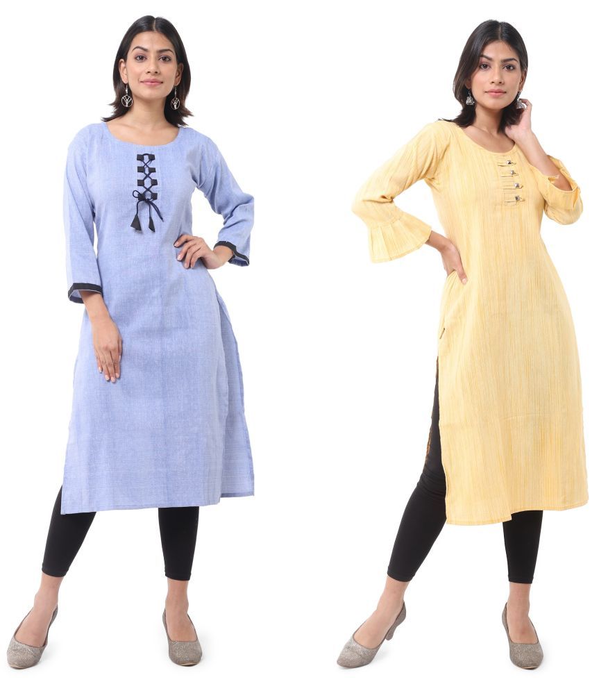     			DESHBANDHU DBK - Multicolor Cotton Women's Straight Kurti ( Pack of 2 )