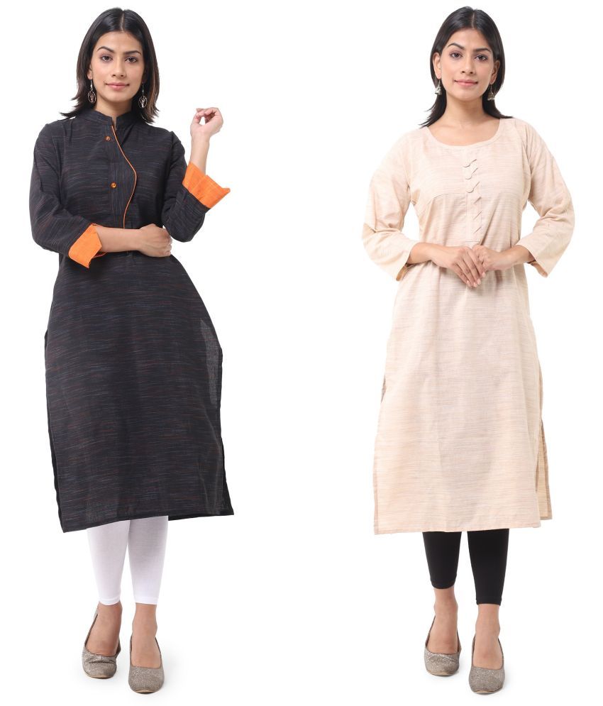     			DESHBANDHU DBK - Multicolor Cotton Women's Straight Kurti ( Pack of 2 )