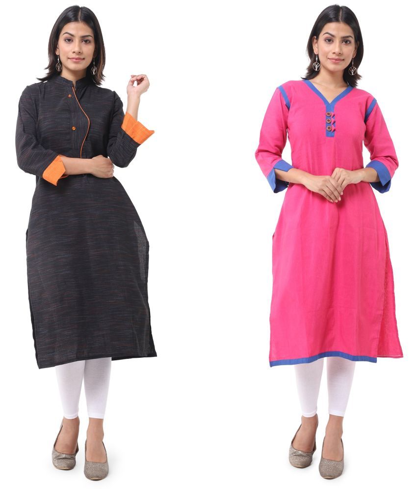     			DESHBANDHU DBK - Multicolor Cotton Women's Straight Kurti ( Pack of 2 )