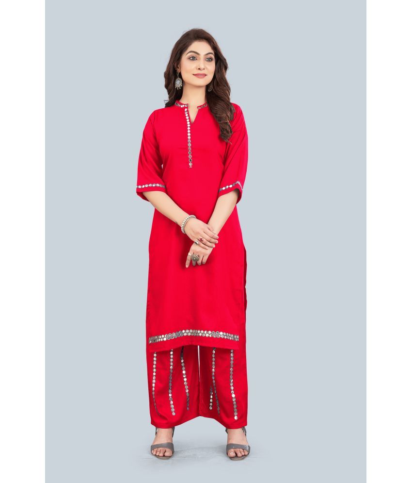     			HELWIN DESIGNER - Red Straight Rayon Women's Stitched Salwar Suit ( Pack of 1 )