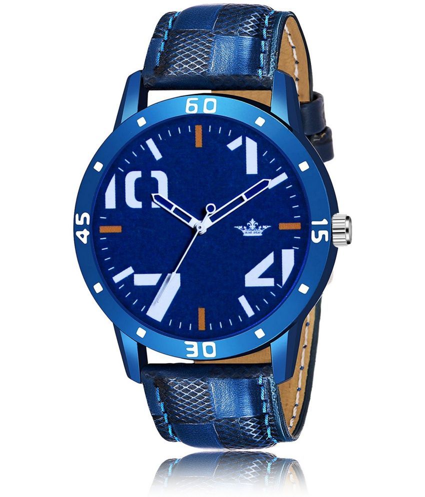     			Lorem - Blue Leather Analog Men's Watch