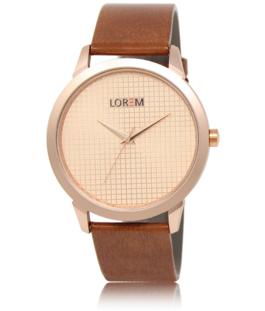     			Lorem - Brown Leather Analog Men's Watch