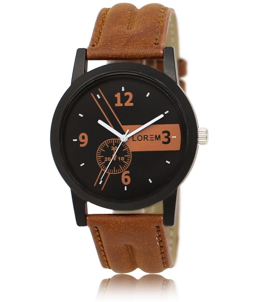     			Lorem - Brown Leather Analog Men's Watch