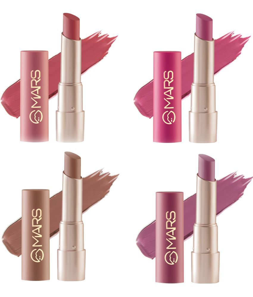     			MARS Highly Pigmented Creamy Matte Lipstick Pack Of 4 (Giddha Glow,Ballroom Passion,Rock n Roll,Tangy Tango, 12.8 g)