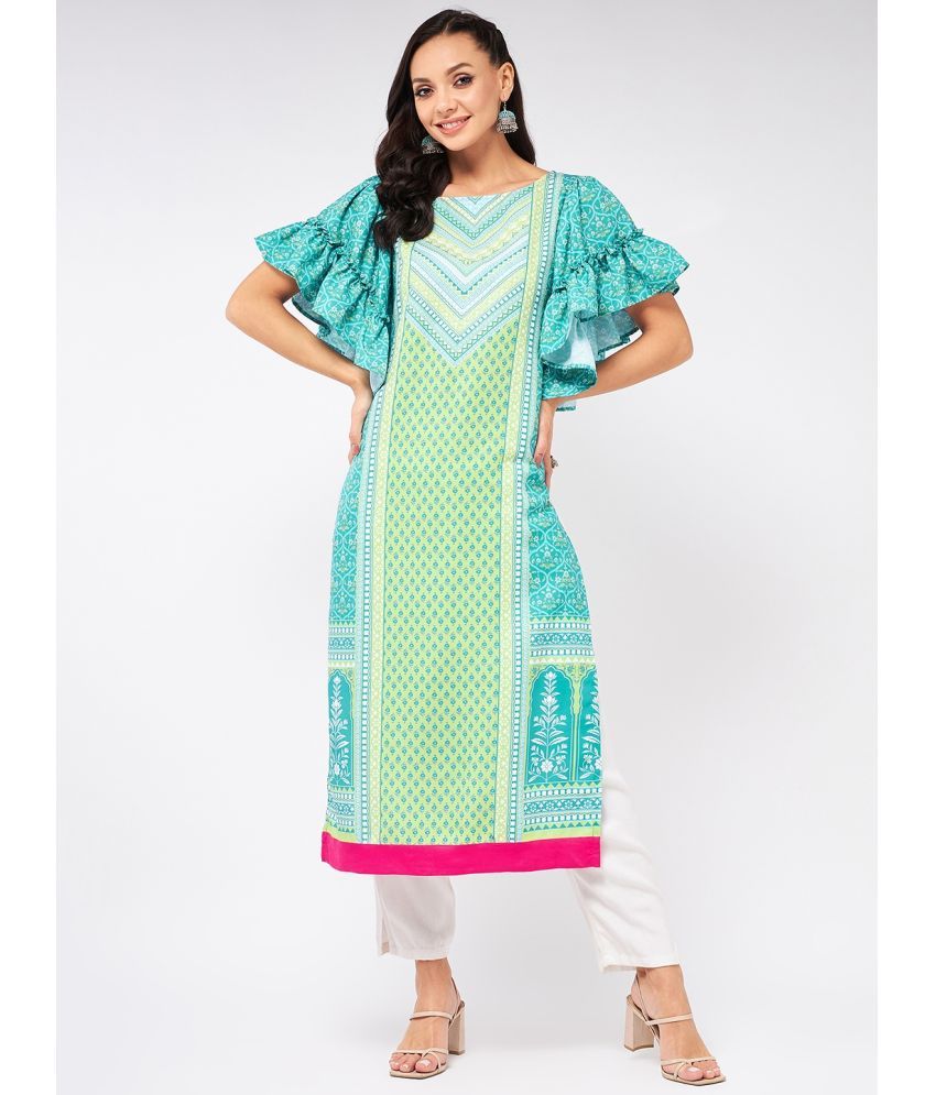     			Pannkh - Blue Rayon Flex Women's Straight Kurti ( Pack of 1 )