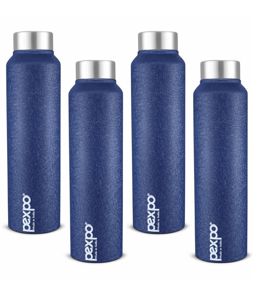     			PEXPO 1000 ml Stainless Steel Fridge Water Bottle (Set of 4, Blue, Chromo)