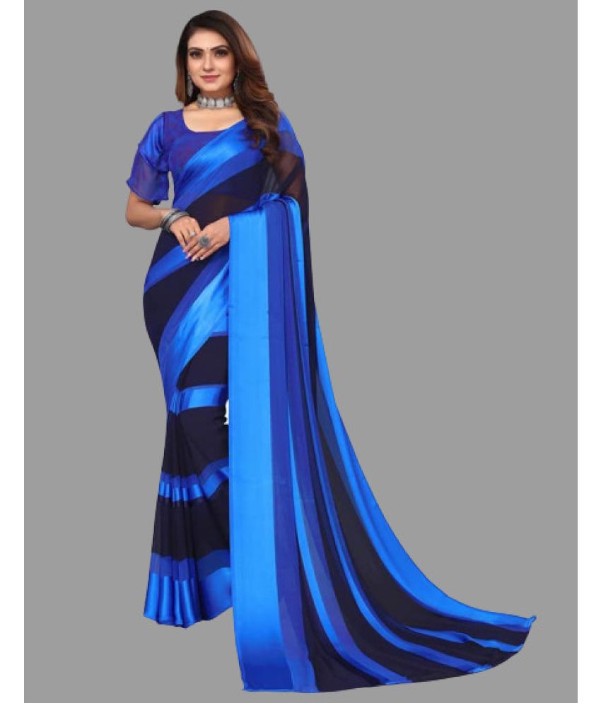     			Sanwariya Silks - Blue Georgette Saree With Blouse Piece ( Pack of 1 )