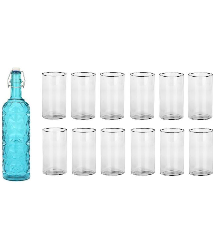     			Somil - Glass & Bottle Drinks Serving Lemon Set Blue Water Bottle 1000 mL ( Set of 1 )