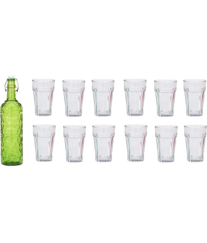     			Somil - Glass & Bottle Drinks Serving Lemon Set Green Water Bottle 1000 mL ( Set of 1 )