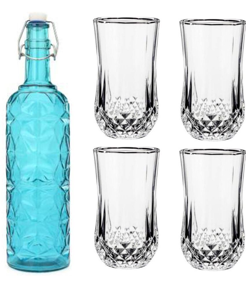     			Somil - Glass & Bottle Drinks Serving Lemon Set Blue Water Bottle 1000 mL ( Set of 1 )