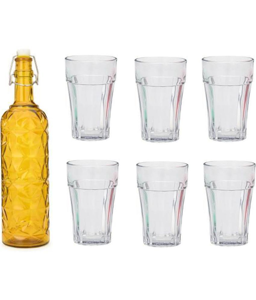     			Somil - Glass & Bottle Drinks Serving Lemon Set Yellow Water Bottle 1000 mL ( Set of 1 )