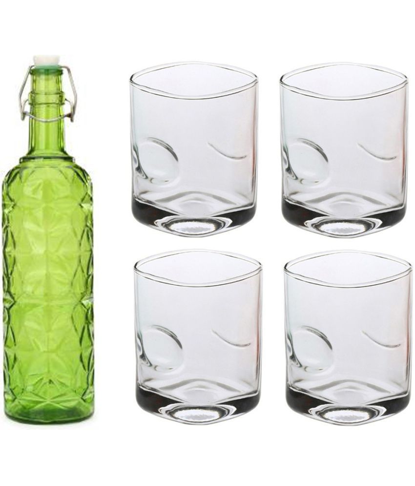     			Somil - Glass & Bottle Drinks Serving Lemon Set Green Water Bottle 1000 mL ( Set of 1 )