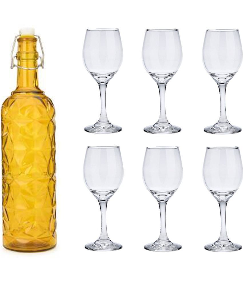     			Somil - Glass & Bottle Drinks Serving Lemon Set Yellow Water Bottle 1000 mL ( Set of 1 )